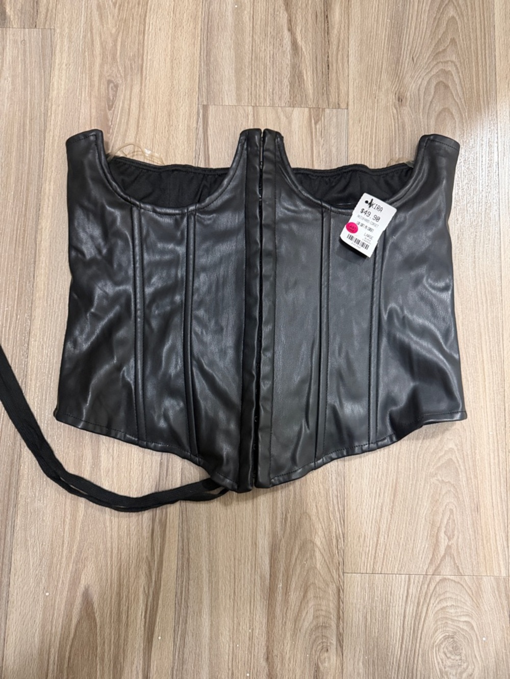 AKIRA Black Faux Leather Structured Corset